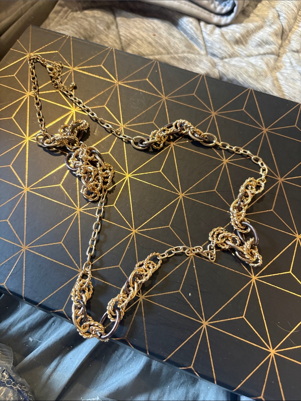 Gold-Tone Twisted Link Long Necklace - Women Jewelry